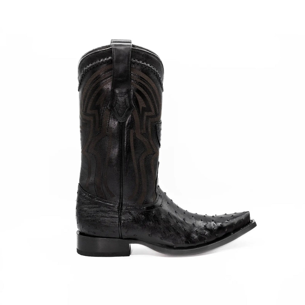 Wild West Boots - Men's NARROW SQUARE TOE OSTRICH BLACK - 294LI0305