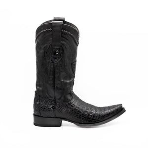Wild West Boots - MEN SNIP TOE CAIMAN BELLY BLACK LEATHER BOOT - 294L8205