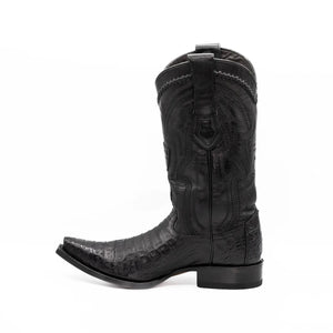 Wild West Boots - MEN SNIP TOE CAIMAN BELLY BLACK LEATHER BOOT - 294L8205