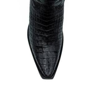Wild West Boots - MEN SNIP TOE CAIMAN BELLY BLACK LEATHER BOOT - 294L8205