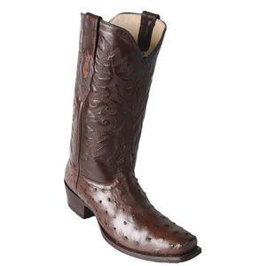 Los Altos Men's Brown Ostrich Square 7-Toe Cowboy Boots