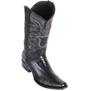Los Altos Men's Ostrich Leg European Toe Black Western Boots
