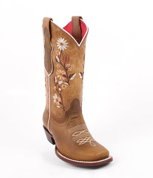 Quincy-Boots-Womens-Volcano-Leather-Floral-Shaft-Honey-Round-Toe-Western-Boot